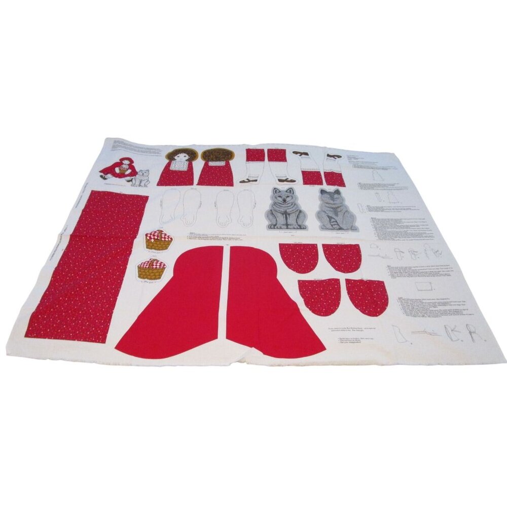 Vintage Little Red Riding Hood Doll Fabric Panel Kit Uncut Complete Cranston VIP